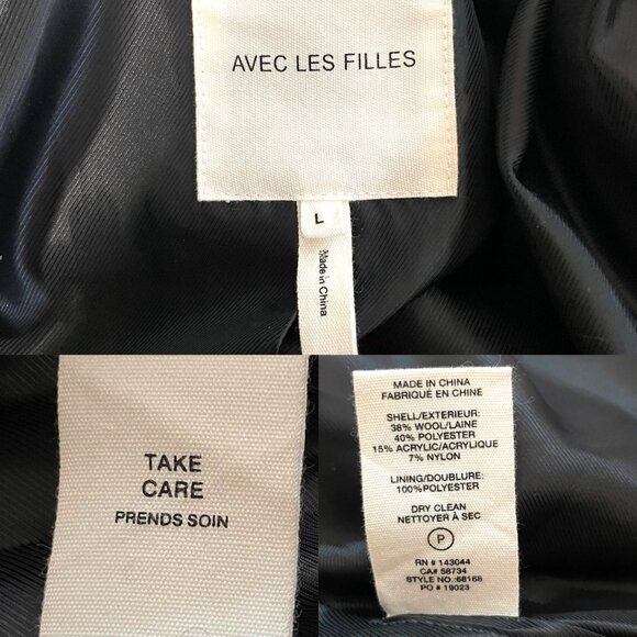 Avec Les Filles Lea Houndstooth Size L Cropped Tweed Wool Blazer Jacket Metallic - Picture 4 of 9